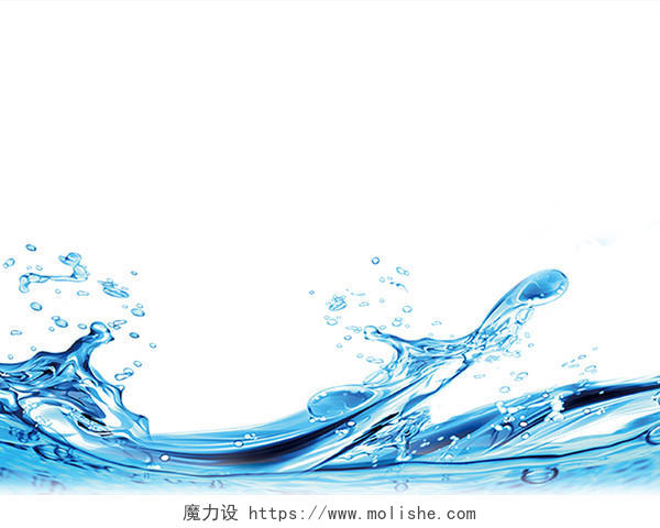 蓝色水花水珠溅起水花PNG素材水元素